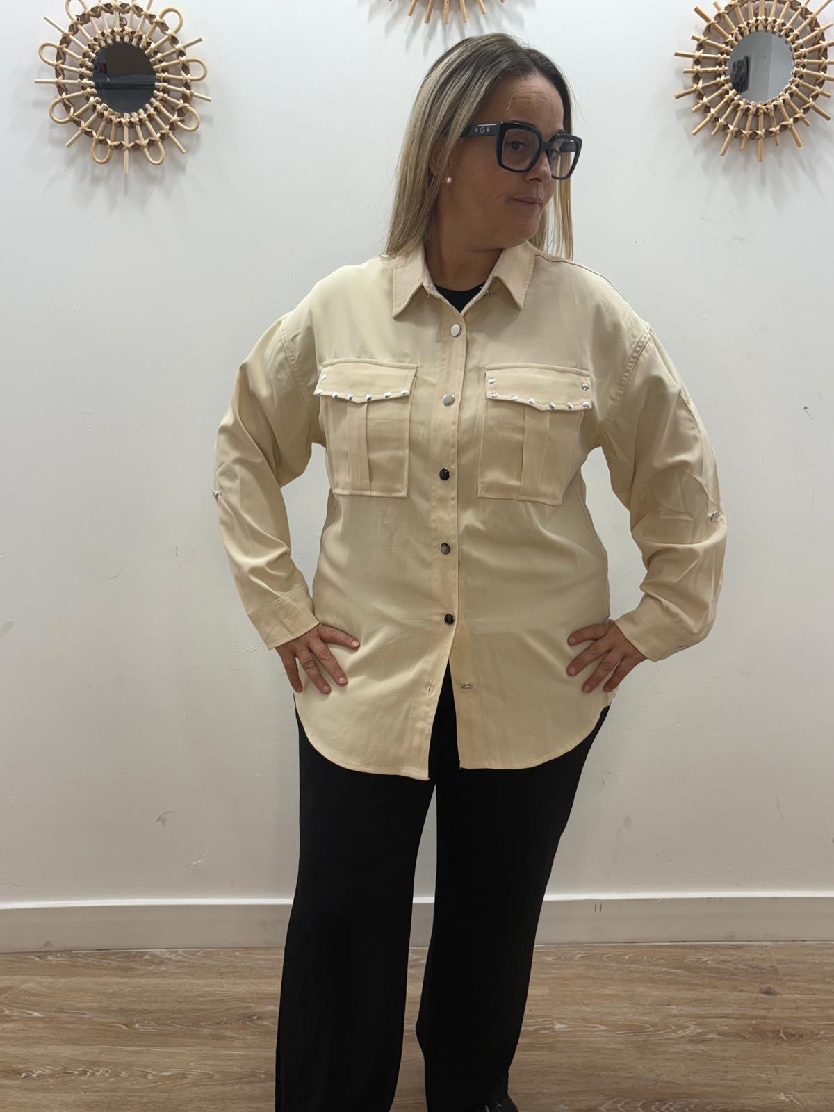 sobrecamisa dakota tachuelas beige