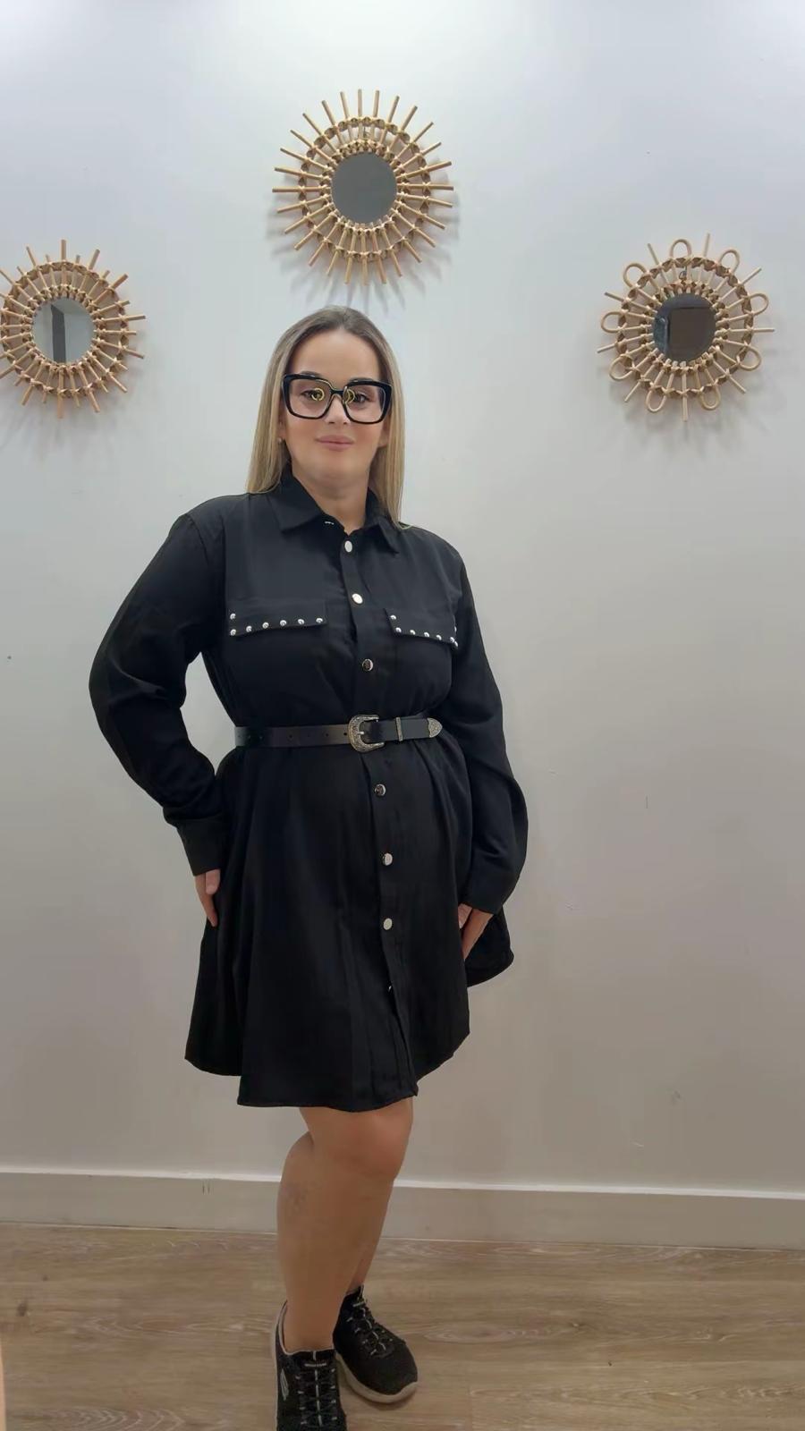 vestido dakota tachuelas negro